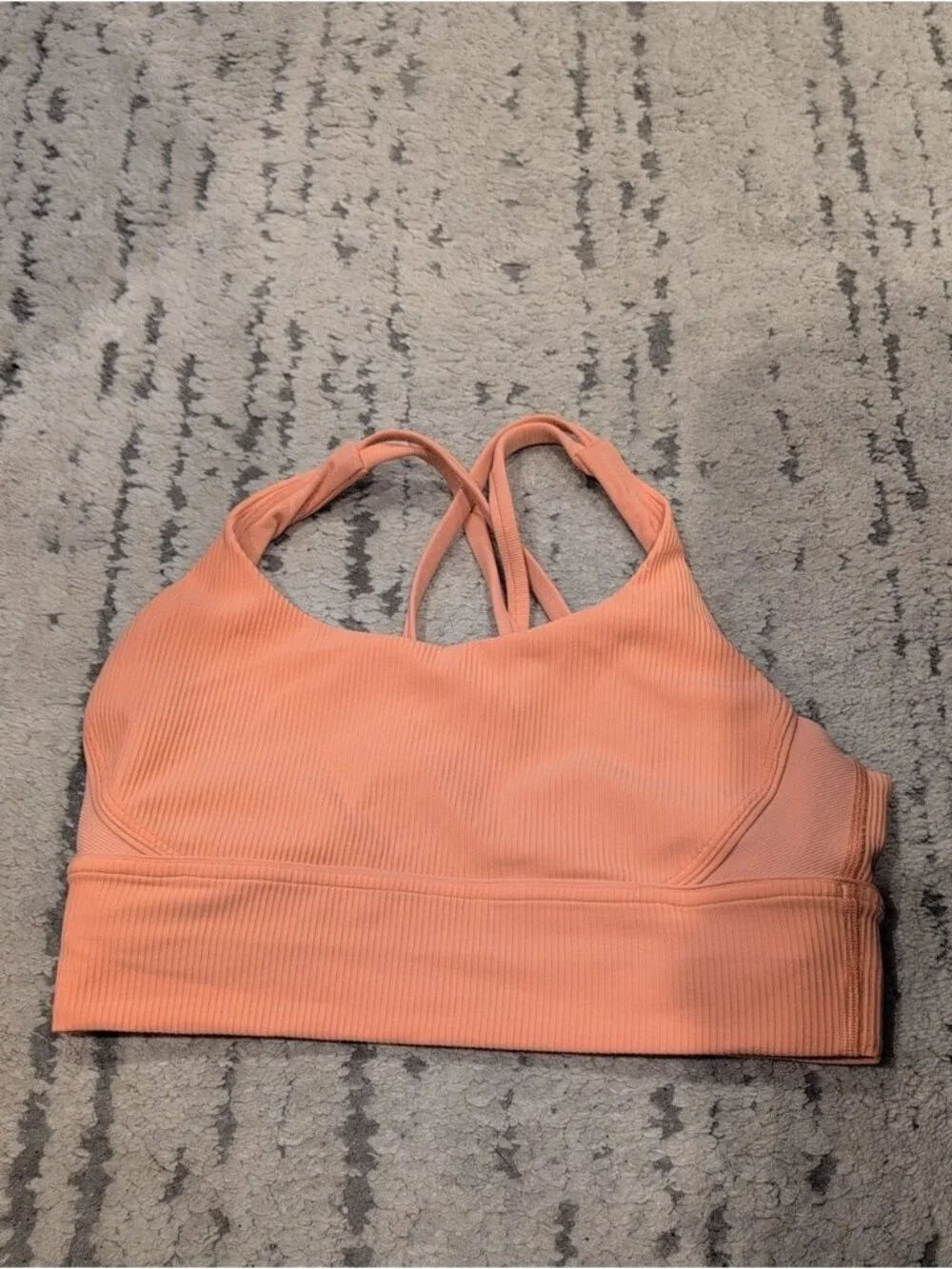 Lululemon Energy Longline Bra Ribbed Luxtreme *Medium Supp.  highlight Orange